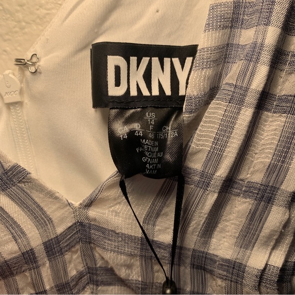 NWT Cottagecore DKNY Size 14 Plaid Knee Length Tank V-neck Dress Boho Chic - Picture 3 of 11